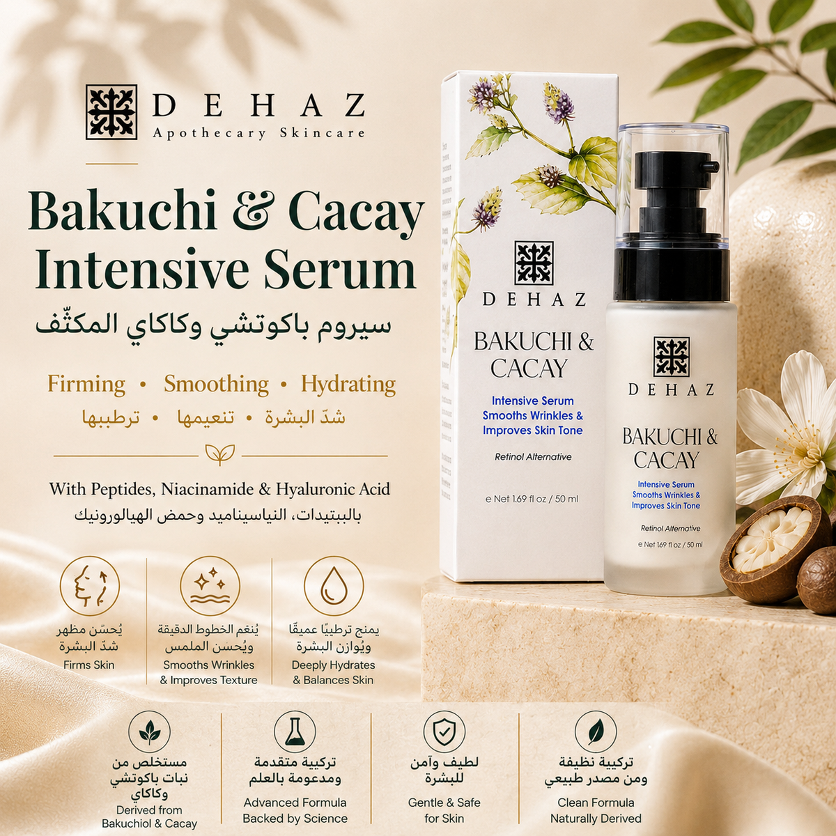 سيروم باكوتشيول وكاكاي المكثف من ديهاز |  DEHAZ BAKUCHIOL & CACAY Intensive Serum