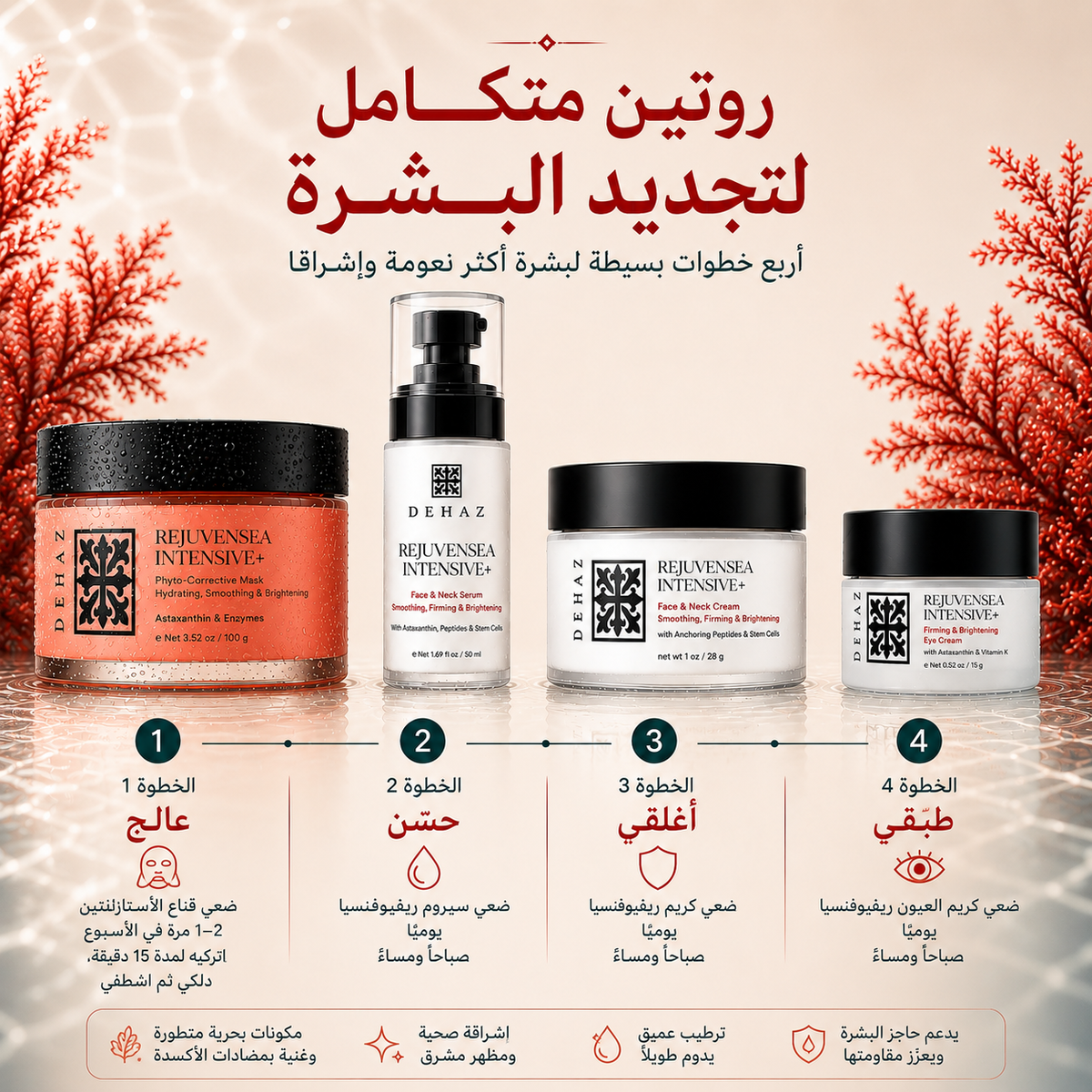 سيروم ريجوفنسي المكثف للوجه والرقبة من ديهاز | DEHAZ REJUVENSEA Intensive+ Face & Neck Firming Serum